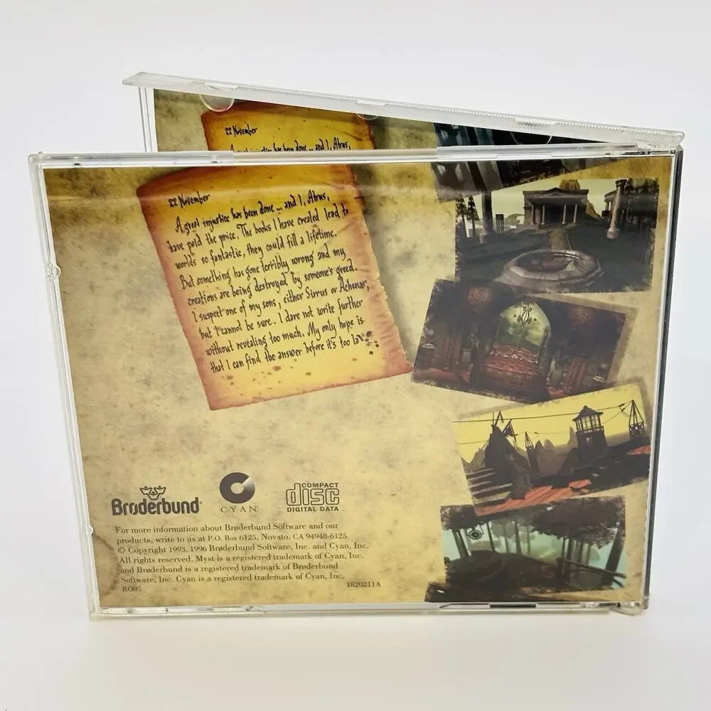 Vintage Myst Windows 3.1 PC CD-Rom Broderbund 1994 Jewel Case. VG Condition